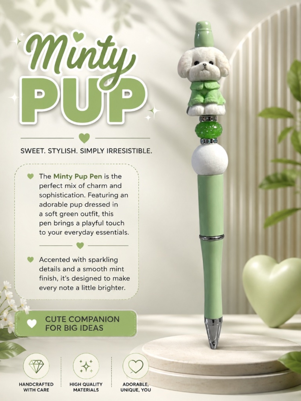 Puppy in Pistachio Pen